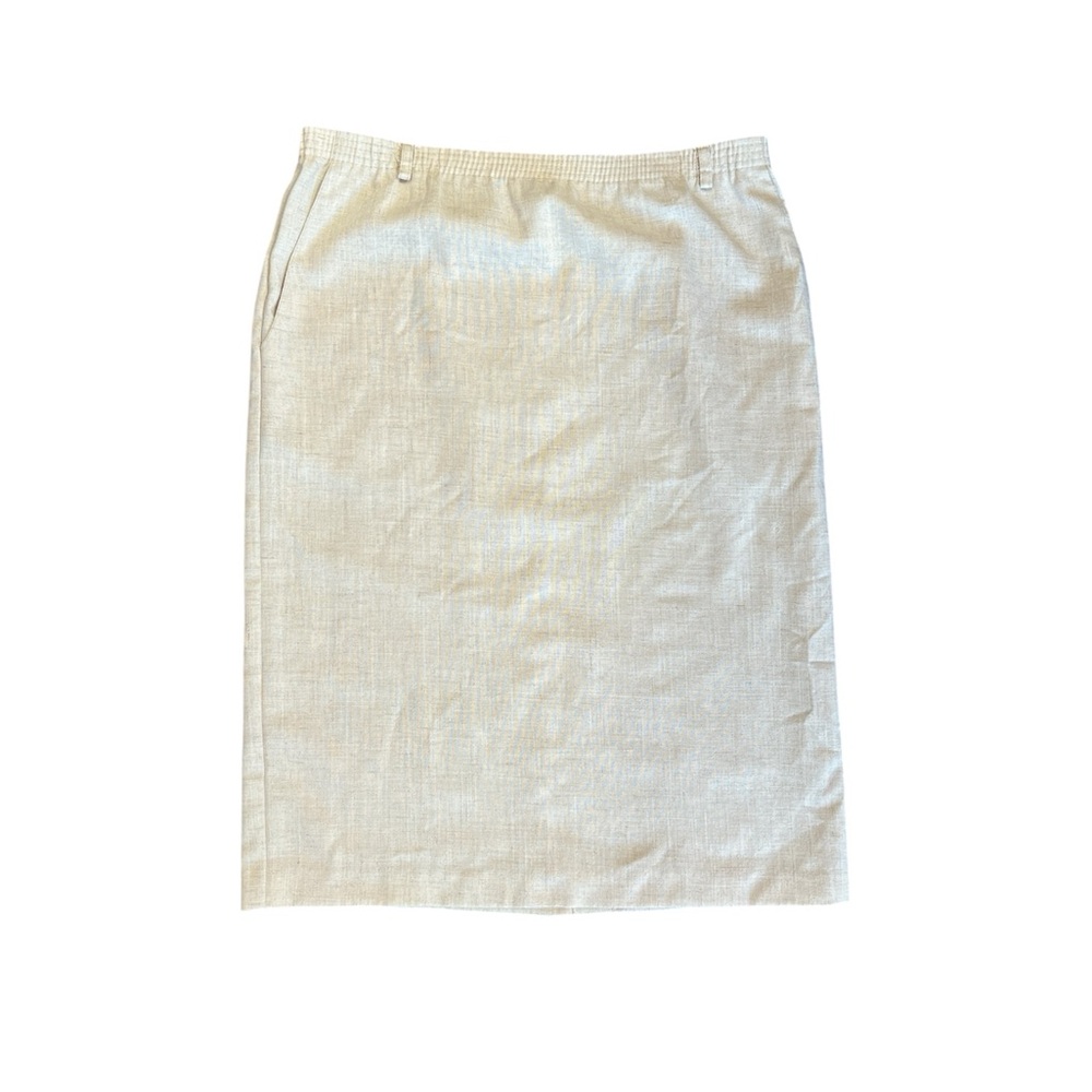 Vintage Alfred Dunner tan cream linen skirt with pockets